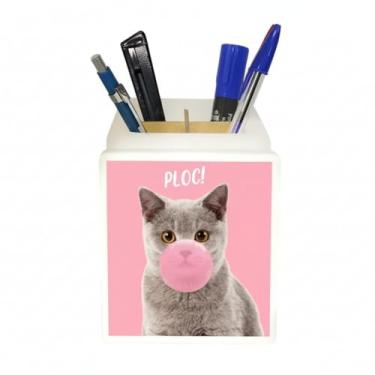 Imagem de Organizador de Mesa Iluminado Cat Ploc Ploc com LED Suave | Porta Objetos Decorativo | Ideal para Escrivaninha, Quarto, Home Office | Polietileno | Design Divertido e Moderno