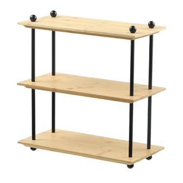 Imagem de DimyFew Organizador de mesa minimalista com prateleira, suporte para xícaras e outros itens, ideal para, cozinha ou quarto, Bambu 3 Camadas