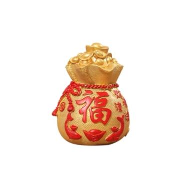 Imagem de Cofrinho de resina da sorte, decoração de casa atraente com design auspicioso, ornamento encantador para boa sorte (ouro)