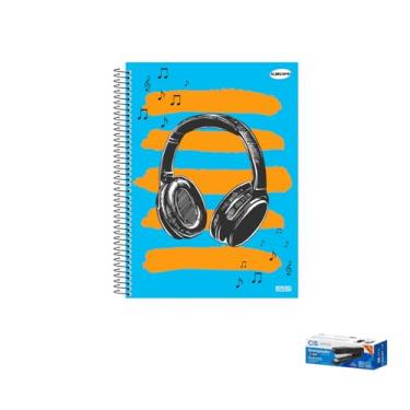 Imagem de Kit Caderno Masculino 10 Matérias Capa Dura 200 Folhas KBOM + Grampeador Metallic C-15