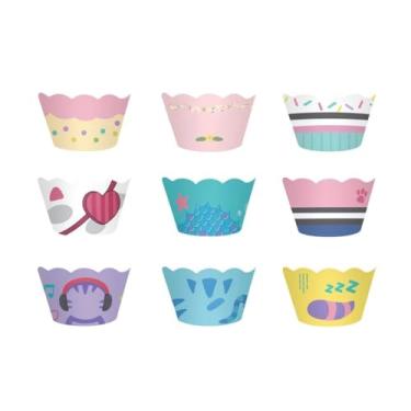 Imagem de Casa de gato, 36 peças, forros de cupcake para decoração de chá de bebê com tema de casa de gato, decoração de chá de bebê