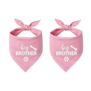 Imagem de Pacote com 2 bandanas Big Brother Dog Anúncio de Bebê Bandanas Rosa Gênero Revelar Big Brother Bandana para Cachorro Pet Cachecol Acessórios para Amantes de Cachorros Presentes