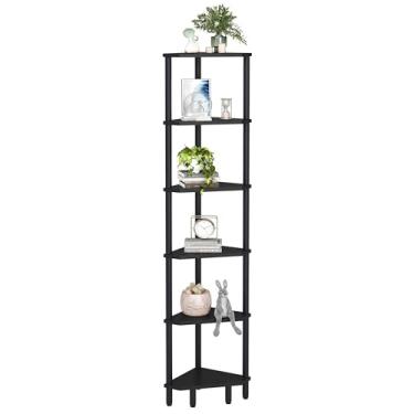 Imagem de IRCPEN Prateleira de canto de 6 camadas, prateleira de 167 cm de altura, suporte de prateleira estreita, estante de canto moderna, suporte de plantas, estante de canto para sala de estar, quarto