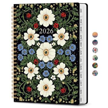 Imagem de Agenda 2026, agenda de planejamento semanal e mensal para mulheres, janeiro de 2026 a dezembro de 2026, livro de agenda de planejamento de capa dura com abas, encadernação em espiral, bolso interno