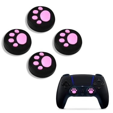 Imagem de Vivi Audio® Tampa de polegar com aderência para os polegares Joystick para PS4 XBOX ONE XBOX 360 PS3 PS2 Pink Cat Paw 4 peças