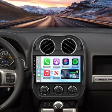 Imagem de [4+64] Rádio para Jeep Compass Patriot 2010, 2011, 2012, 2013, 2014, 2015, 2016, Volxcereo 10 polegadas, tela sensível ao toque, estéreo com Carplay/Android Auto, navegação GPS, Bluetooth, WiFi