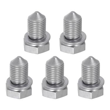 Imagem de Partuto Reparo de rosca de panela de drenagem de óleo Nº N90813202 - Porca de drenagem de cárter de carro Parafuso de drenagem de óleo - para Audi A3 2006-2016 Metal prateado - 5 peças