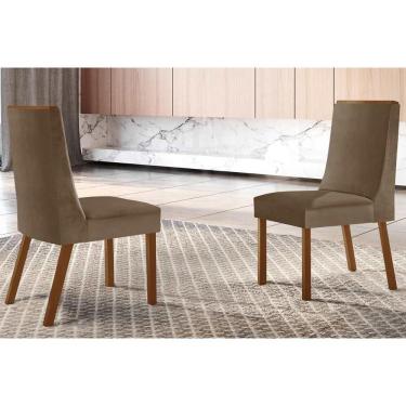 Imagem de Kit 2 Cadeiras Sala Jantar Dakota 2 Un Imbuia - Naturalle-suede Capuccino - Rufato