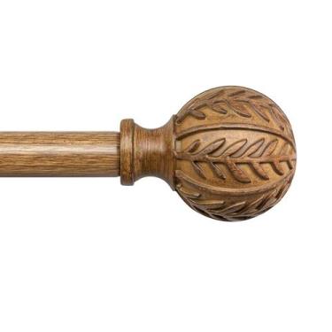 Imagem de Barra de cortina QDWIS Wood 168-305cm de madeira de imitação ajustável