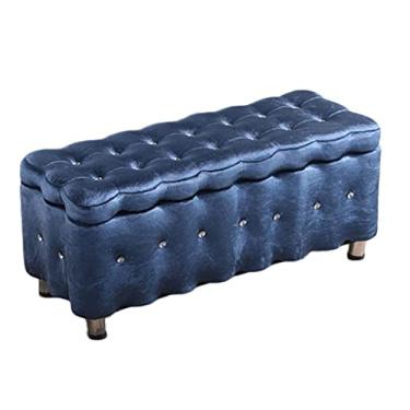 Imagem de FAMEOYA Banqueta de armazenamento para assento otomano, banco de armazenamento, pufes para pés, banquinho de cama prático para família, banco de loja de roupas, banco de entrada para sala de estar