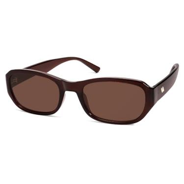 Imagem de Óculos de sol retrô retangular moderno feminino masculino anos 90 clássico vintage AR82341, Marrom/Marrom