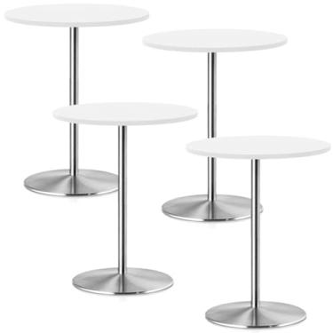 Imagem de Pacote com 4 toalhas de mesa pequenas redondas elásticas para mesas de coquetel de 61 cm, capa de mesa de piquenique, impermeável, elástica, lavável, dobrável, toalha de mesa de elastano para jantares