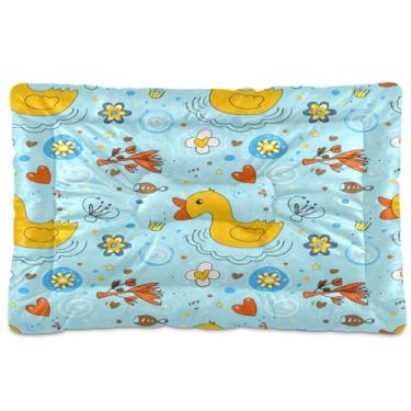 Imagem de Wassud Cama de cachorro Yellow Ducks Outdoor para cães pequenos, lavável, impermeável, para viagem, tapete portátil para gatos com fundo antiderrapante para uso interno e dormir 91 x 61 cm