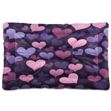 Imagem de Wassud Cama de cachorro com padrão romântico em forma de coração, cama grande para cães ao ar livre, tapete lavável para animais de estimação, cama de gato para dormir, viagens 91 x 61 cm