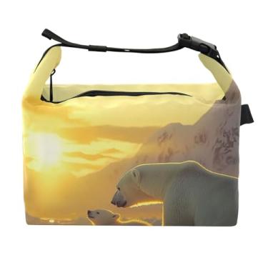 Imagem de STAYTOP Lancheira Polar Animal sob o pôr do sol com fivela de alça, lancheira isolada para meninos e meninas, lancheira térmica para trabalho escolar