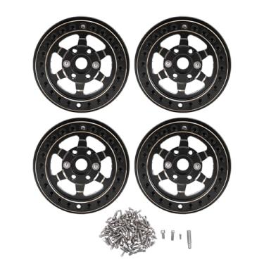 Imagem de RiToEasysports 1.9 Rodas Beadlock, 4 Pcs Latão 1.9in Preto Eletroforese RC Pneus de Carro Substituição para Carros 1/10 RC