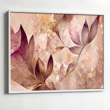 Imagem de Quadro Decorativo Floral Rosa com Moldura Caixa Acrílico Cristal para Sala e Quarto Horizontal (Moldura Branca, 40x60)