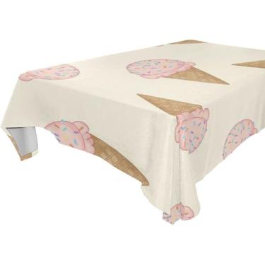 Imagem de Burbuja Toalha de mesa de cone de sorvete, toalha de mesa quadrada anti-rugas grossa para decoração de jantar, cozinha, festa, 152 x 152 cm