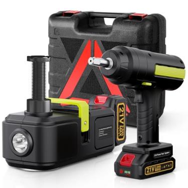 Imagem de E-HEELP Kit de macaco hidráulico elétrico sem fio de 5 toneladas com bateria de lítio inclui chave de impacto sem fio recarregável para tela sensível ao toque kit de ferramentas portátil