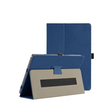 Imagem de Capa para tablet móvel Wacom MovinkPad Pro de 14 polegadas, capa dobrável de couro sintético FJIASTB com suporte para caneta e alça de pulso, portátil para viagens de negócios (azul escuro)