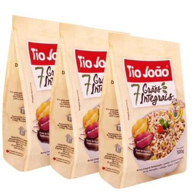 Imagem de Kit 3 Arroz Integral 7 Grãos com Quinoa Tio João Pacote 500g