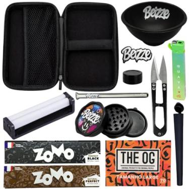 Imagem de Kit Completo Tabacaria 12 Itens com Bolador, Dichavador, Tesoura, Cuia Silicone, Case Grande, Sedas, Piteiras