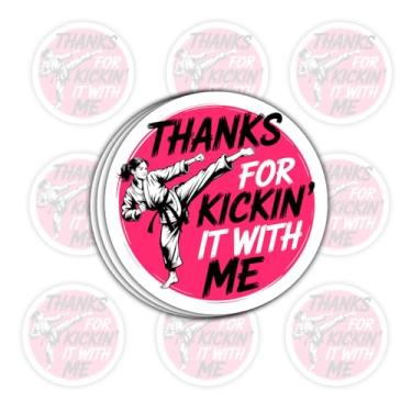 Imagem de Adesivo de karatê Thanks for Kickin It with Me, 3 peças, decalque de vinil feminino de apreciação de artes marciais para mulheres, adolescentes, meninas, estudantes, instrutores, laptop, scrapbook