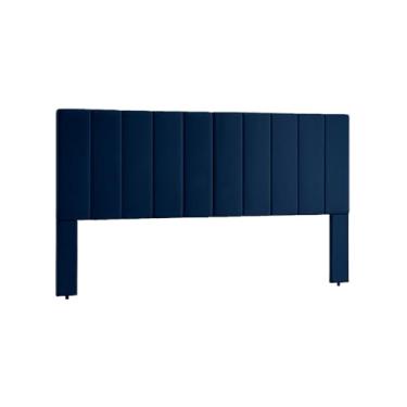 Imagem de Cabeceira Casal com Pés Cama Box Suede 6 Cores Disponível -Estofada Luxo - Decoração ideal para o quarto no Brasil(AZUL)