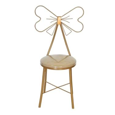 Imagem de Cadeira Penteadeira Adulta de Ferro com Lação - Decorativa, Confortável e Estilosa para Ambientes Interiores (Dourado)