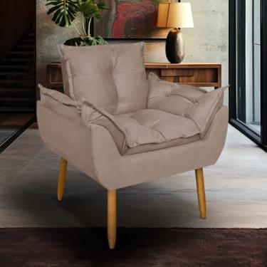 Imagem de Poltrona para Sala de Estar Suede Pé Palito - Conforto e Design Sofisticado para Sua Casa (Cappuccino)