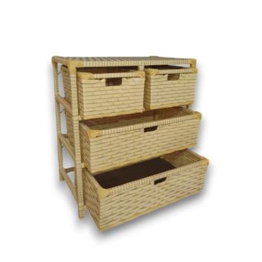 Imagem de Gaveteiro Sintético Organizador Artesanal 4 Gavetas 58x34x65(Banana)