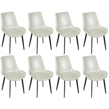 Imagem de Kit 8 Cadeiras de Jantar Estofada Chicago Base Metal - Branco