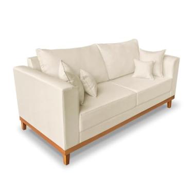 Imagem de Sofá 3 Lugares Retro Sala Estar Suede Bege – Conforto e Elegância para Seu Ambiente