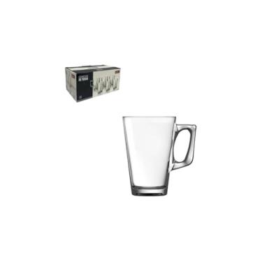 Imagem de Conjunto 6 Canecas de Vidro Tily, 265ml, 11cm Altura x 7,5cm Diâmetro, Alça Ergonômica, para Café, Chá, Cappuccino