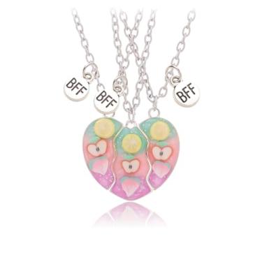 Imagem de LittleFathand Colar de amizade combinando com 3 peças, melhores amigas, para mulheres, homens, quebra-cabeça, coração, pingente de coração, joias de amizade, presente, Zinco, Sem Pedra Preciosa