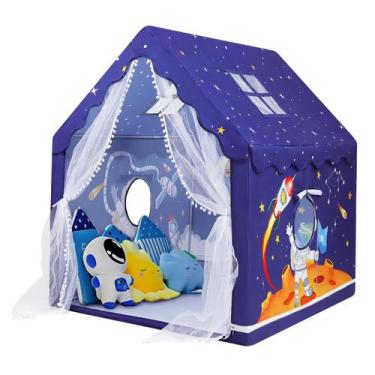 Imagem de Carpa infantil azul con estampado del espacio para niños pequeños, par