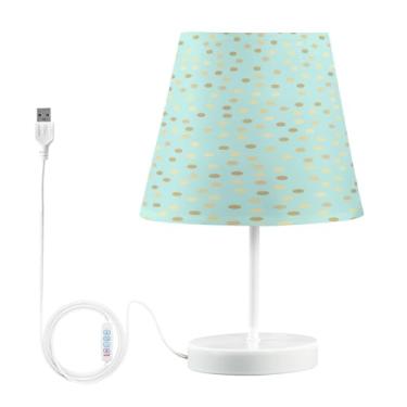 Imagem de Joisal Mini luminária de mesa azul-petróleo com glitter dourado com bolinhas para os olhos, abajur noturno para dormitório, escritório, quarto, sala de estar