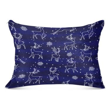 Imagem de Lindas fronhas de flocos de neve de veado tamanho king size 53 x 54 fronha macia com zíper, capa de travesseiro corporal para cama sofá casa