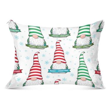 Imagem de Capa de almofada decorativa listrada de Natal com zíper para o corpo fronha padrão queen king fronha padrão fronhas de cama básicas, tamanho Queen, 50,8 cm x 76,2 cm