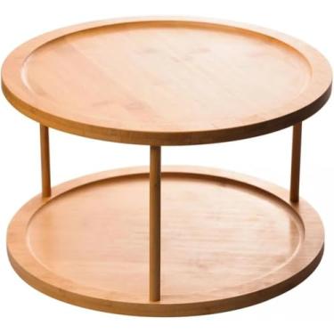 Imagem de Organizador Giratório 2 Andares de Bambu 30cm x 30cm x 18,5cm porta temperos
