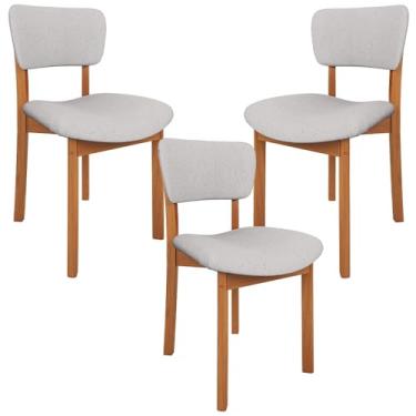 Imagem de Kit 03 Cadeiras Para Sala de Jantar Cozinha Living Estofada Dara L02 Linho Cinza - Lyam Decor