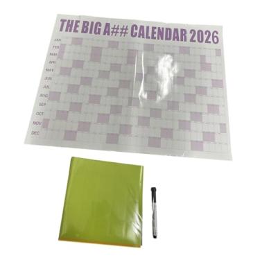 Imagem de oshhni Calendário de parede 2026 com caneta e adesivo, planejador anual de 12 meses (365 dias) de janeiro a dezembro de 2026 para academia, grupos de estudo, Rosa