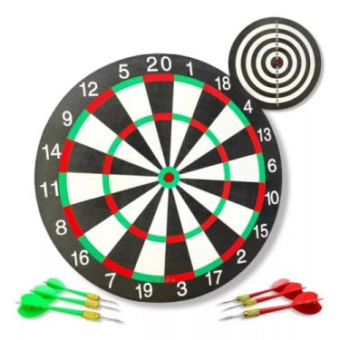 Imagem de Jogo de Dardos Profissional Grande Alvo Dupla Face 45cm - 6 Dardos Aço, Kit Fixação Tiro ao Alvo