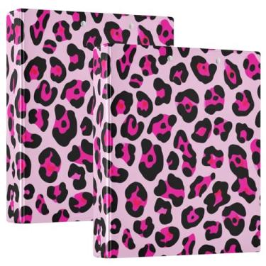 Imagem de Fichário de três anéis com estampa de leopardo rosa e preto, 3,5 polegadas, comporta 200 folhas, lindo anel floral, redondo, fichário, receita, 31,5 x 27 x 6 cm, 1 pacote