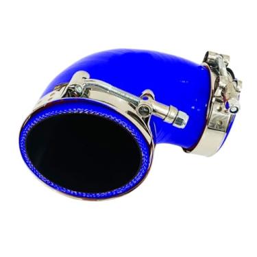 Imagem de AotoKoop ID 2,5 a 8,9 cm (64 mm a 89 mm) Redutor de silicone cotovelo de silicone de 90 graus, comprimento da perna 5" (125 mm), parede reforçada com 4 camadas 0,2" (5 mm), com grampos de parafuso em