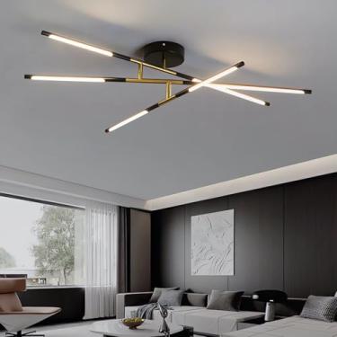 Imagem de Luminária de teto LED moderna, dimerizável, com controle remoto, para sala de estar, quarto, cozinha e sala de jantar (6 lâmpadas).