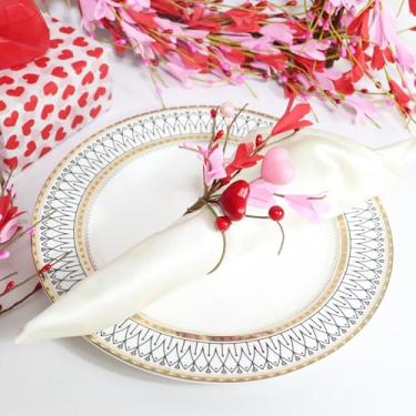 Imagem de Anel de guardanapo de jasmim amor dia dos namorados, 1 peça de anéis de guardanapo florais flores artificiais suporte de guardanapo de jantar para casamentos, decoração de jantar romântico e decoração