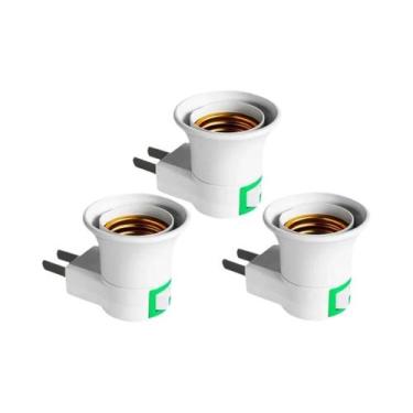 Imagem de Adaptador De Soquete De Lâmpada LED E27 Branco Para Plugue EU/US Com I