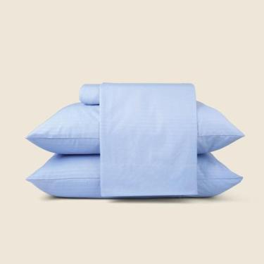 Imagem de Jogo de Cama Stripes Microfibra Azul - ACASA, Azul, King