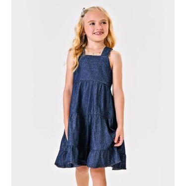 Imagem de Vestido Infantil Jeans Menina Trick Nick Azul, 1, Azul